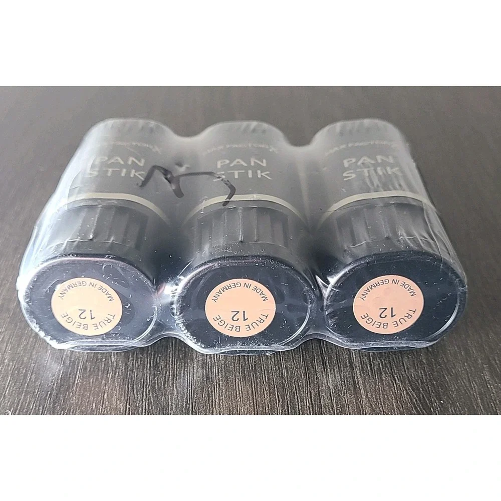 Max Factor Pan Stik Foundation 12 True Beige Lot of 3 NEW SEALED Full Coverage